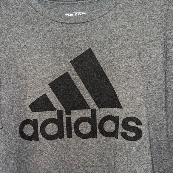 Adidas Heather Gray Tee with Black Logo - Picture 1 of 3